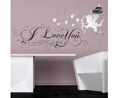 WALPLUS ADESIVI DA PARETE I LOVE YOU citazione with love cupido SPECCHIO ARTE murali Café ALBERGO RISTORANTE UFFICIO DECORAZIONE CASA