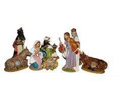 euromarchi Set 8 Pezzi, Pupi Personaggi presepe, in Resina, Altezza 20 cm, Multicolore