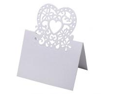 Club Green segnaposto Laser Cuore, Bianco, 80Â x 120Â mm, Confezione da 10