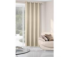 Eurofirany Tenda Liscia, Beige, Tinta Unita con Occhielli in Metallo, 160 g/m2, 140 x 250 cm, 1 Pezzo Stile scandinavo, Design Moderno, per Soggiorno, Camera da Letto