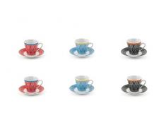 Villa DEste Home Tivoli 2191721 Mexico Set 6 tazzine Caffe c/Manico e piattini, New Bone China