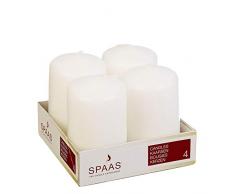 Spaas - Candela cilindrica inodore, in Cera di paraffina, 50 x 80 mm, Colore: Bianco