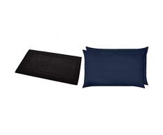 AmazonBasics - Tappetino per Il Bagno, con Fascia Decorativa, Colore: Nero & - Federe in Microfibra, 50 x 80 cm, Set di Due - Blu Navy