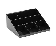 InterDesign Linus Organizer scrivania o scaffale, Porta Lettere e Porta Accessori Ufficio in plastica, Nero