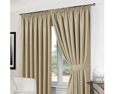 Dreamscene - Basket Weave Tenda Termica Nastro Top Tende con fermatenda, Colore: Beige, 46 x 137