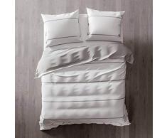 Heckett Lane Biancheria da Letto Reversibile 100% Cotone Percalle Jason 240 White/Silver Grey