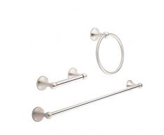 AmazonBasics - AB-BR844-SN, set di accessori da bagno, 3 pezzi, nichel satinato