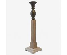 Better & Best Gr Candelabro Grande Naturale Base Bianca, portacandele in Ferro, Dimensioni 12 x 12 x 46 cm, Materiale: Legno/Metallo, Talpa