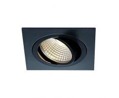 SLV LED soffitto faretto incasso New Tria DL Set, quadrato, 6,2 W, COB, 3000 K, 38 Grad, con driver, clip piume, Nero 113910