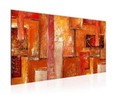 Quadro da parete astratto, 100 x 40 cm, in tessuto non tessuto, stampa artistica, formato XXL, per soggiorno, appartamento, arancio, 1 pezzo, made in Germany, pronto da appendere, 018912a