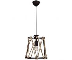 Homemania 1364-72-01 Lampada a Sospensione Fune, Lampadario, Pendente, Luce, Marrone in Metallo, Corda, 25 x 25 x 85 cm