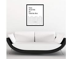 Walplus 29x36.25 cm adesivi da parete cornice PESCI citazione rimovibile autoadesivo arte murale decalcomania vinile DECORAZIONE CASA fai-da-te VIVENTE ufficio camera letto carta parati cameretta