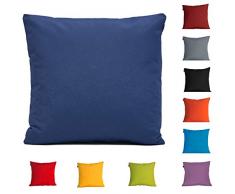 DHestia - Confezione da 2 federe per Cuscini, Decorazione Divano e Letto, 45 x 45 cm, in Tela, Colori (Blu Marino/Blu Navy), 45 x 45 cm