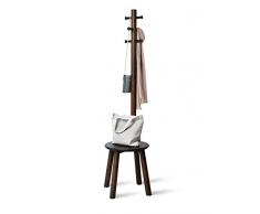 Umbra Pillar Attaccapanni, Legno, Nero/Noce, 165 x 50 x 50 cm