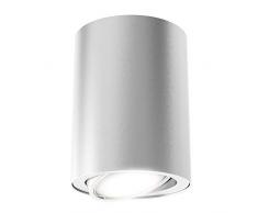 Briloner Leuchten Plafoniera a LED GU10, con riflettore orientabile, 400 Lumen, 3.000 Kelvin, Ã 8 cm, 5 W, Colore: Argento