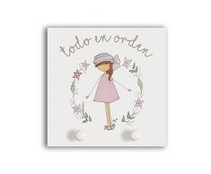 CUADRIMAN Palo Palito Appendiabiti Ragazza Turbante, Legno, Multicolore, 35Â x 35Â cm