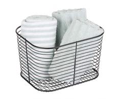 iDesign Vienna, Grande portaoggetti Bagno in Metallo Ideale Come Cestino portacosmetici o per Gli Asciugamani, Nero Opaco, 18,8 cm x 23,9 cm x 14,5 cm