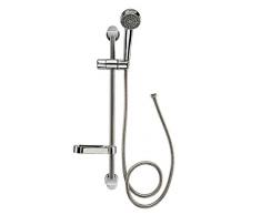 AQUALONA - Set soffione Doccia con saliscendi Laterale, Tubo Flessibile, Resistente e Potente, Facile da Pulire, Finitura Elegante, Universale, Aquasolo