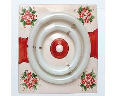 111/54/S/RO - Plafoniera ceramica quadrata colore rosso, reattanza elettrica, senza tubi - 22 + 32 W