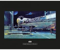Komar - Dipinto murale Star Wars Classic RMQ Falcon Hangar, per cameretta dei Bambini, 3 Dimensioni Disponibili, Multicolore, WB140-50x40