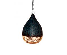 Emporio Arts New Hand made vintage ciondolo palloncino a forma di lampada da soffitto a sospensione ombra in mezzo Zebra Etching LZC2392, ferro, verde patina, E27, 60 Watt