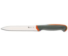Sanelli Ambrogio Linea Tecna, Coltello Ideale per Frutta e Verdure. Manico Igienico ed Antiscivolo-Lama: Ricurva, Nitro-B Inox allazotoo, Acciaio, Arancione