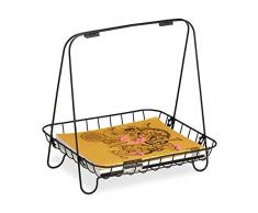 Relaxdays Portariviste, Supporto Autoportante in Metallo, per Giornali, Design Moderno, HxLxP: 37,5 x 36 x 32 cm, Nero, Ferro, 1 Pz