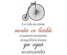 PLAGE Decorazione murale Adesivo con Motivo la Vida es Como Montaggio Bici, Vinile, Nero, 48Â x 3Â x 68Â cm