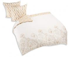 AmeliaHome Snuggy Collection - Biancheria da Letto in Flanella, 100% Cotone, con Copripiumino, Chiusura Lampo, Castoro Cotone, Papavero doro, 200x220 + 2 * 80x80