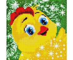 Kit da ricamo artigianale Diamond, per tela da parete dipinta, con telaio di legno, dimensioni dellimmagine 20 x 20 cm, ricamo e pittura fai da te, motivo a mosaico con casa su ruscello con pietre e fiori (BZ401)