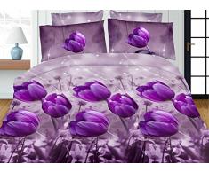 AmeliaHome 91517Â Biancheria da Letto 200Â x 200Â cm con 2Â federe 80Â X 80Â Set di Biancheria da Letto Covers microfaserbettwaesche garnituren Cerniera Floreale Fiori Fiore Modello Louise Viola Viola