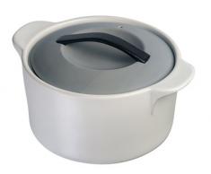 OGO LIVING 7931024 - Pentola da 2 l, con Coperchio, in gres, Colore: Bianco, 23 x 18 x 11 cm