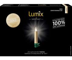 Krinner Lumix LUMIX Superlight Mini Metallic - Set di 6 candele Power LED per albero di Natale, verniciate a mano, in plastica ABS, 0,014 W, 1,5 x 1,5 x 9 cm, colore: Oro