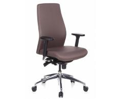 hjh OFFICE 710006 Sedia da ufficio / Sedia girevole SKAVE 200 tessuto marrone, schienale regolabile, braccioli regolabili, profondità del sedile regolabile, ergonomica, classica, base alluminio, ampia imbottitura