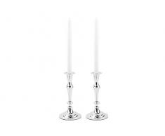 Zilverstad Candle Stick Candelabro Decora, Set di 2, in Lega di Zinco, Color Argento, Ã108x217mm