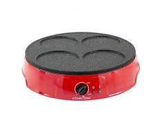 Kitchen Cook - Crepiera elettrica con 2 piastre intercambiabili, modello Happy Red