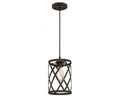 63622 Apparecchio di illuminazione a sospensione a luce singola da interno, finitura in bronzo lucidato a olio con punti brillanti