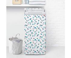 Rayen Medio | Coperchio Caricamento Frontale Copri asciugatrice con Cerniera | Fodera per Lavatrice Impermeabile | 84 x 45 x 65 cm | Materiale PVA, Bianco e Blu