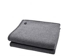 zoeppritz since 1828 Must Stitch - Coperta di Lana - Elegante Plaid in Pura Lana Vergine con Punto Uncinetto - 130x190 cm, Lana Vergine, 980 Nero, 150 x 200 cm