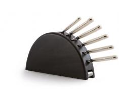 Del Ben CUSINE/W/6/57 Set di coltelli con Manico in Resina Bianca, Acciaio Inox, su Ceppo in Legno di Rosa