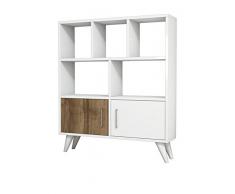 Homemania Libreria Ducky, Legno, Bianco-Noce, 90x22x105 cm