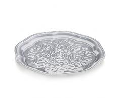 MONTEMAGGI Jaipur Vassoio Sagomato, Metallo Sbalzato, Blu Polvere