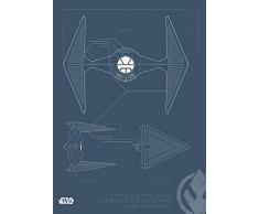 Komar - Quadro da Parete per cameretta dei Bambini, Motivo: Star Wars Blueprint Sith Tie-Fighter, Disponibile in 3 Misure, Multicolore, WB178-50x70