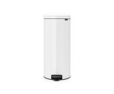 Brabantia Pedal Bin Newicon Pattumiera, Acciaio, Bianco, 30 Litri