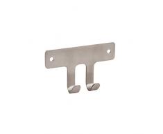 Ibergrif M31205-Placid, Porta Accappatoio da Bagno, Doppio Ganci Appendiabiti da Parete, Acciaio