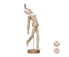 Relaxdays Manichino da Disegno, Bambola Snodabile, Modello per Artisti, Supporto, Alto 15 cm, Legno Naturale, Marrone, 15 x 4,4 x 3 cm