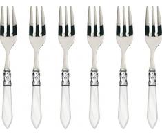 Bugatti ALC1M N4217 Aladdin - 6 Pezzi forchette Torta Posate, Acciaio Inox/plastica (ABS), Bianco, 21 x 18 x 3 cm