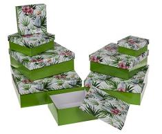 Out of the blue 101681 Scatole da Regalo, Cartone, Verde, 22.5 x 22.5 x 8 cm 8 unitÃ 