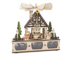 Small Foot Lampada con Piramide di Natale in Legno pregiato, Decorazione Natalizia con Illuminazione a LED indiretta, Candele e giostra elettriche, Natura