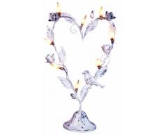 STAR 159Â -Â 64Â Rosetta Bird Candelabro 8Â luci in metallo con delle rose Bianco/Rosa Fucsia 45Â x 28Â cm